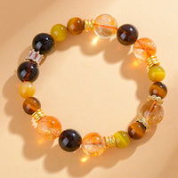KarmaRipple's Authentic Citrine Smoky Quartz Tiger Eye Duobao Gemstone Prosperity Bracelet