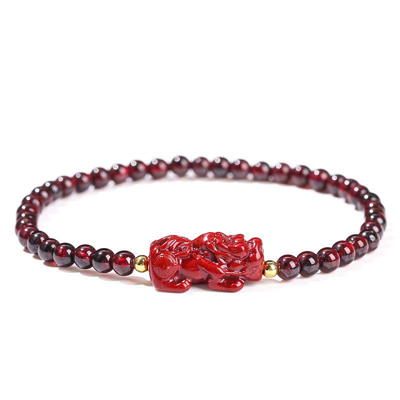 KarmaRipple's Garnet Cinnabar PiXiu Strawberry Quartz Square Bead Protection Bracelet p11