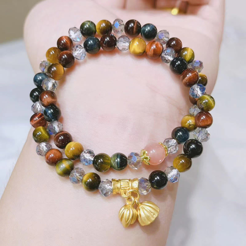 KarmaRipple's Colorful Tiger Eye Lotus Multi-circle Elastic Rope Protection Bracelet p4