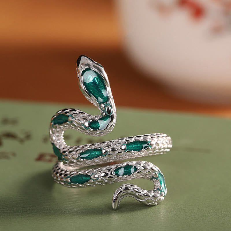 KarmaRipple's 925 Sterling Silver Year Of The Snake Adjustable Blessing Ring p8