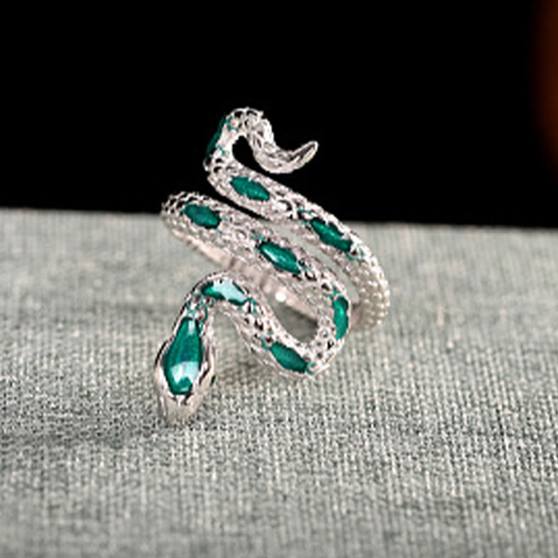 KarmaRipple's 925 Sterling Silver Year Of The Snake Adjustable Blessing Ring p9