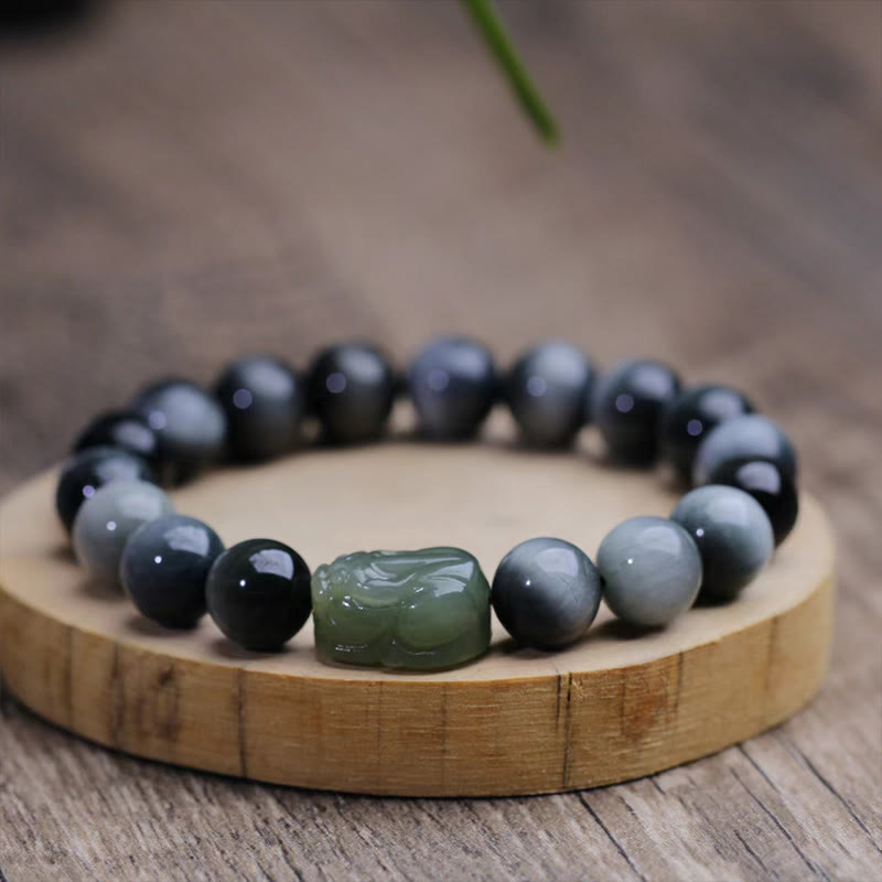 KarmaRipple's Authentic Eagle's Eye Stone Hetian Jade Pixiu Confidence Bracelet p4
