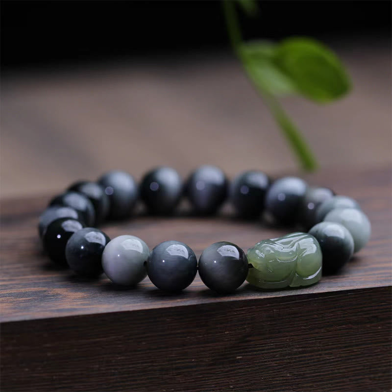 KarmaRipple's Authentic Eagle's Eye Stone Hetian Jade Pixiu Confidence Bracelet p6