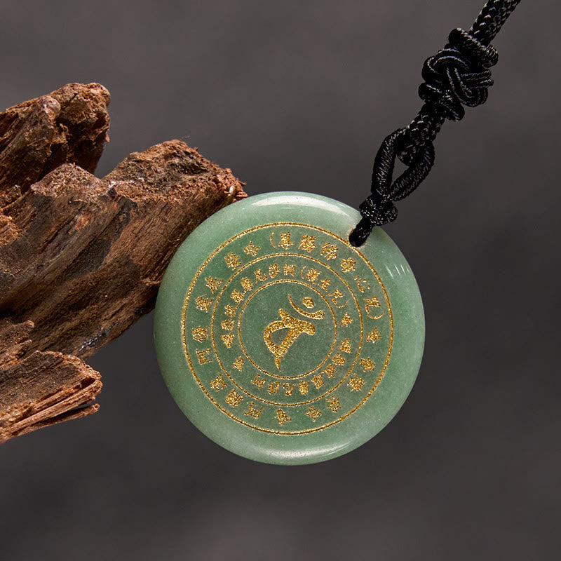KarmaRipple's Vairocana Tathagata Sanskrit Mantra Various Gemstone Black Obsidian Green Aventurine Strength Pendant Necklace p18