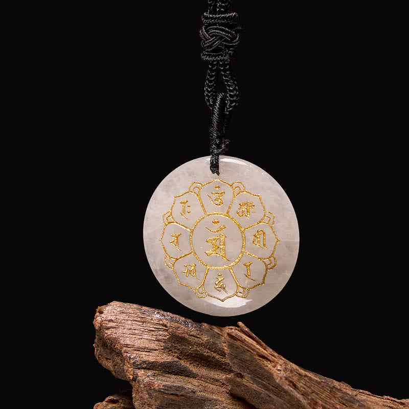 KarmaRipple's Om Mani Padme Hum Authentic Various Gemstone Black Obsidian Strength Pendant Necklace p38