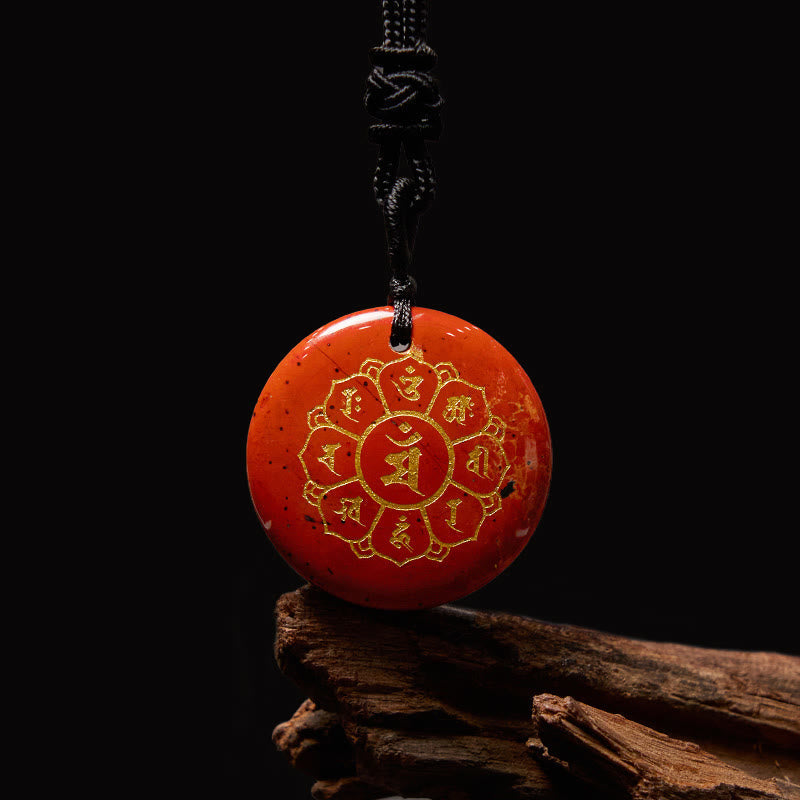 KarmaRipple's Om Mani Padme Hum Authentic Various Gemstone Black Obsidian Strength Pendant Necklace p40