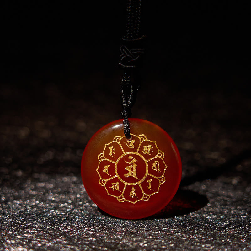 KarmaRipple's Om Mani Padme Hum Authentic Various Gemstone Black Obsidian Strength Pendant Necklace p5