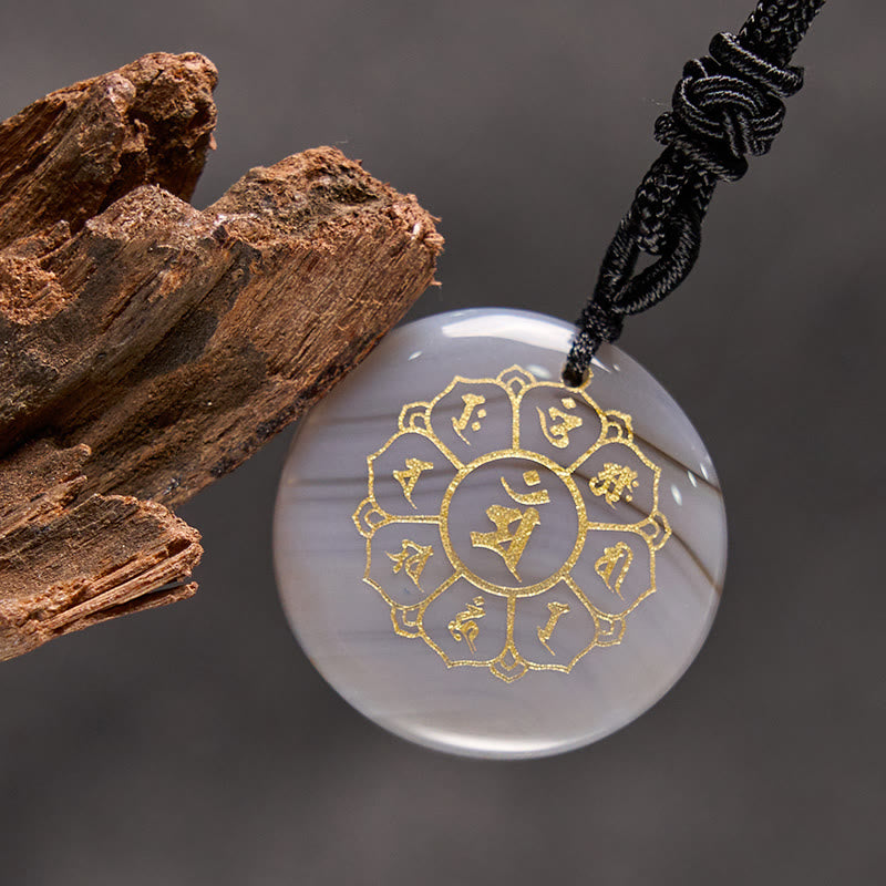 KarmaRipple's Om Mani Padme Hum Authentic Various Gemstone Black Obsidian Strength Pendant Necklace p31