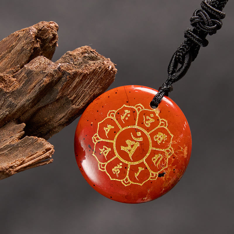 KarmaRipple's Om Mani Padme Hum Authentic Various Gemstone Black Obsidian Strength Pendant Necklace p22