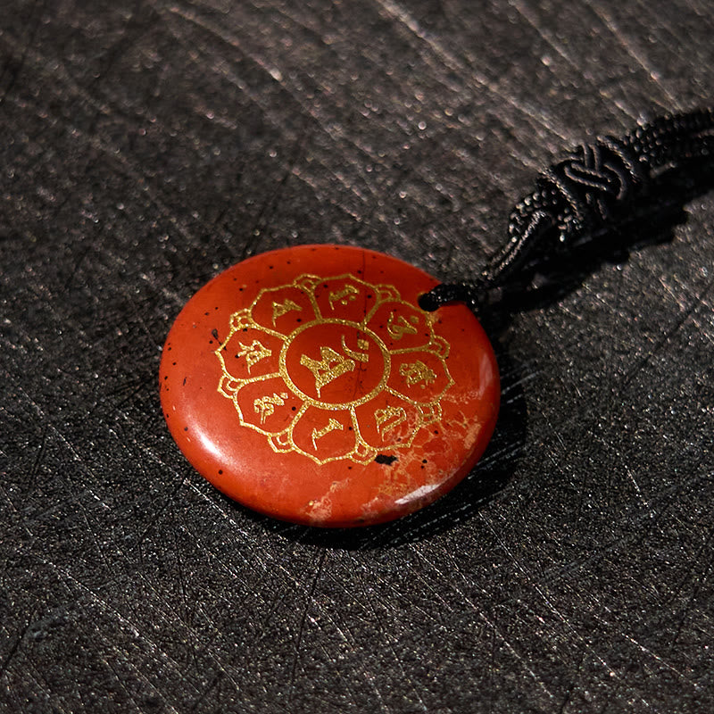 KarmaRipple's Om Mani Padme Hum Authentic Various Gemstone Black Obsidian Strength Pendant Necklace p24