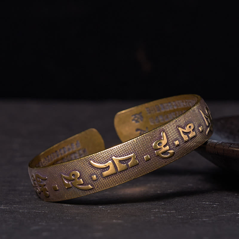 KarmaRipple's Six True Words 'Om Mani Padme Hum' Heart Sutra Bronze Brass Fortune Bracelet Bangle p15