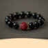 12mm Black Obsidian Cinnabar-Rooster