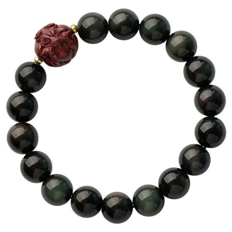 KarmaRipple's Chinese Zodiac Authentic Black Obsidian Cinnabar Purification Bracelet p34