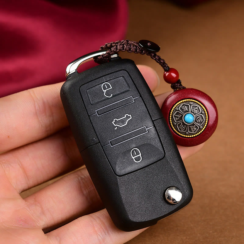 KarmaRipple's Authentic Cinnabar Six True Words 'Om Mani Padme Hum' Woven String Blessing Key Chain Pendant Necklace p2