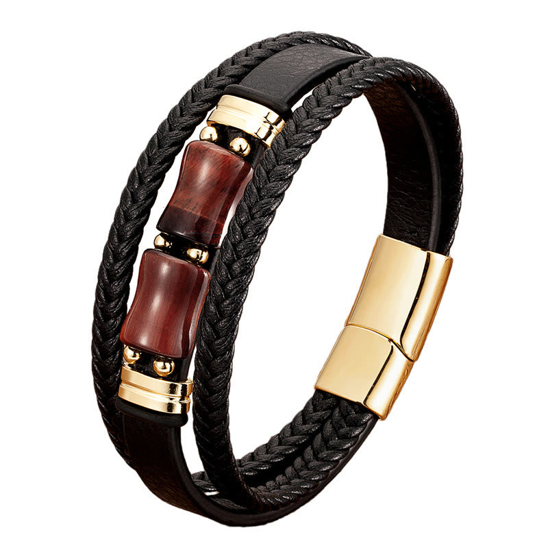 KarmaRipple's Tiger Eye Bamboo Stone Integrity Courage Multi-layer Leather Bracelet p10