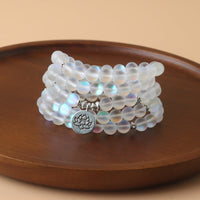 KarmaRipple's 108 Mala Beadwork Glitter Stone Lotus Enlightenment Bracelet