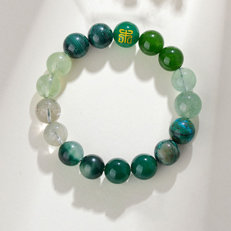 KarmaRipple's Five Elements Various Agate Gemstone Rutilated Quartz Tiger Eye Yellow Agate Citrine Fortune Bracelet p38