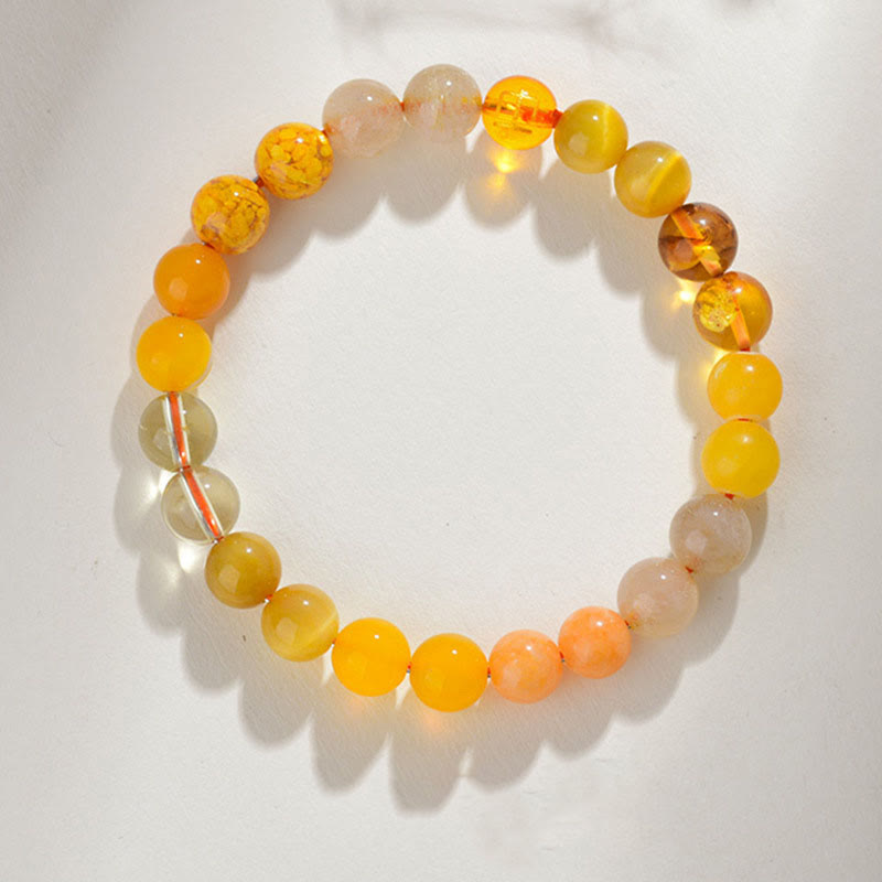 KarmaRipple's Five Elements Various Agate Gemstone Rutilated Quartz Tiger Eye Yellow Agate Citrine Fortune Bracelet p33
