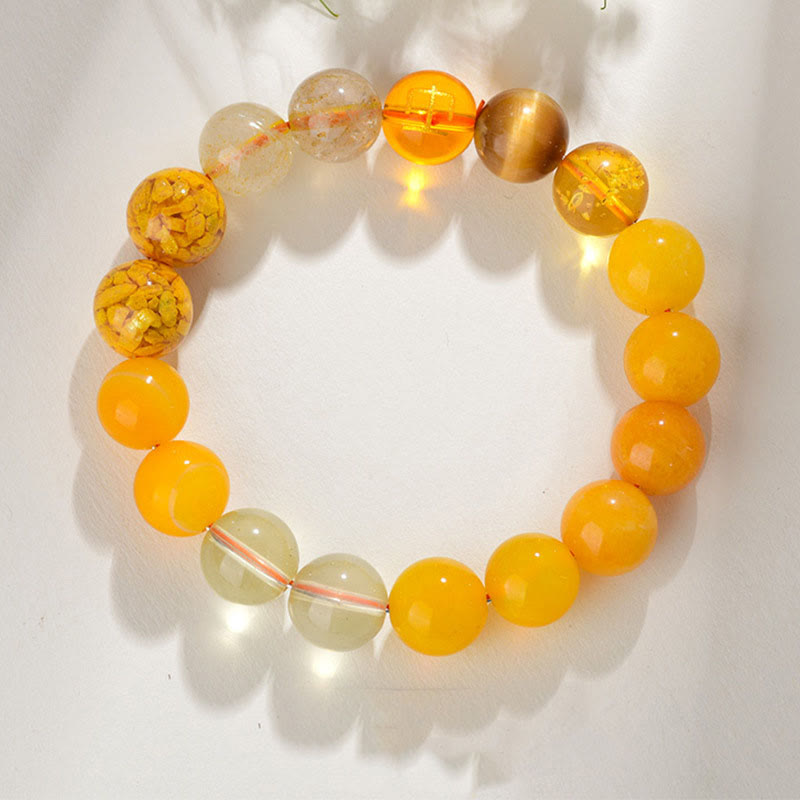 KarmaRipple's Five Elements Various Agate Gemstone Rutilated Quartz Tiger Eye Yellow Agate Citrine Fortune Bracelet p2