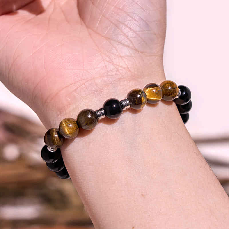 KarmaRipple's 2Pcs Hematite Tiger Eye Blue Tiger Eye Powerful Bracelet Set p6