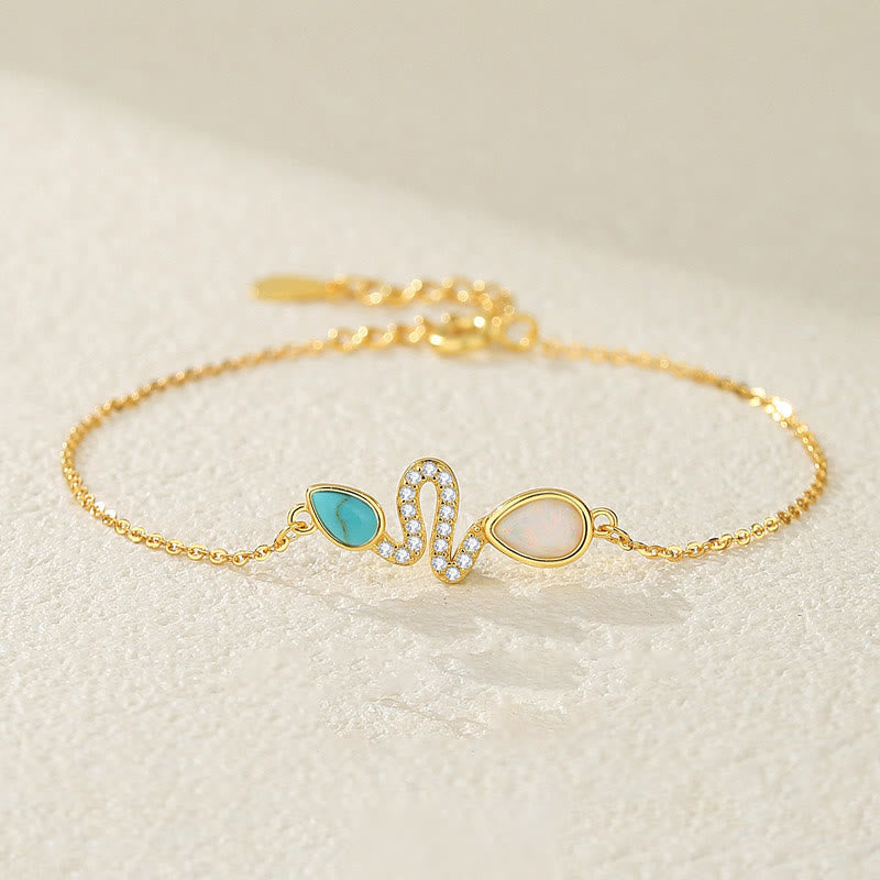 KarmaRipple's 925 Sterling Silver Turquoise Opal Year Of The Snake Protection Bracelet p13