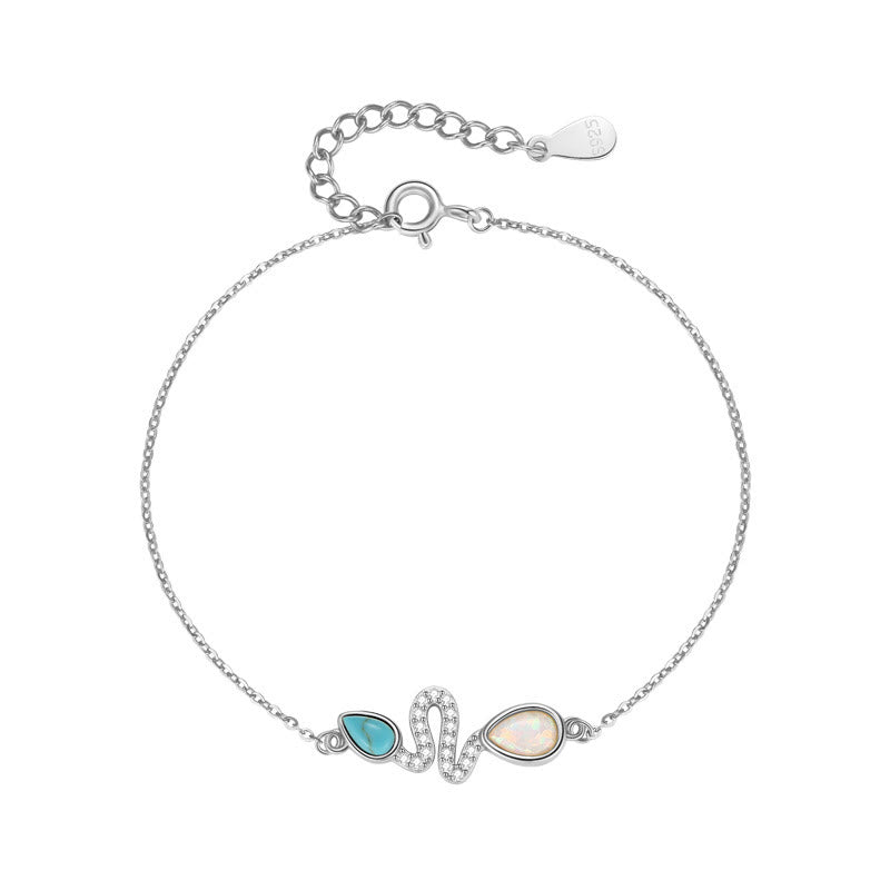KarmaRipple's 925 Sterling Silver Turquoise Opal Year Of The Snake Protection Bracelet p9