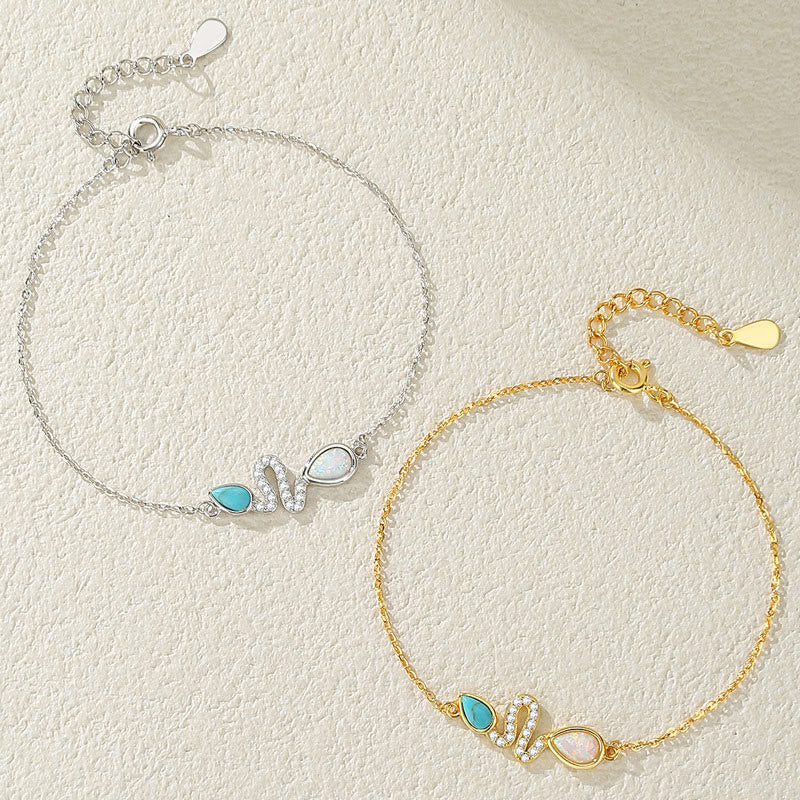 KarmaRipple's 925 Sterling Silver Turquoise Opal Year Of The Snake Protection Bracelet p12