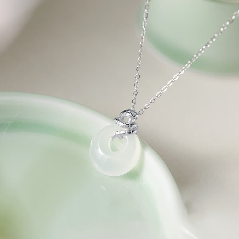 KarmaRipple's Authentic Chalcedony Peace Buckle 925 Sterling Silver Year Of The Snake Positive Pendant Necklace p2