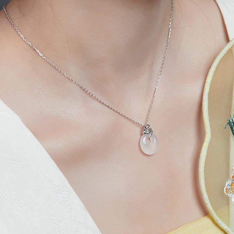 KarmaRipple's Authentic Chalcedony Peace Buckle 925 Sterling Silver Year Of The Snake Positive Pendant Necklace p5
