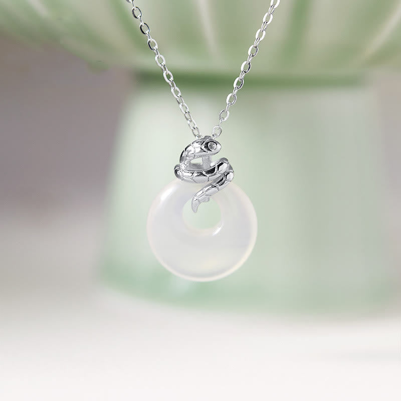 KarmaRipple's Authentic Chalcedony Peace Buckle 925 Sterling Silver Year Of The Snake Positive Pendant Necklace p14