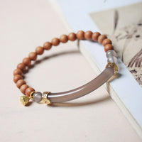 KarmaRipple's Sandalwood Gray Agate Chalcedony Cuff Half Bracelet Bangle