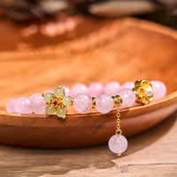 KarmaRipple's Pink Gemstone Citrine Flower Warmth Bracelet