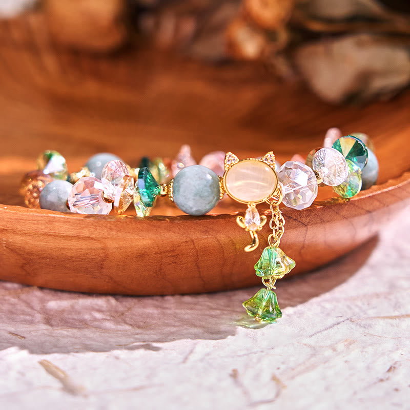 KarmaRipple's Amethyst Green Gemstone Red Gemstone Cat Balance Bracelet p3