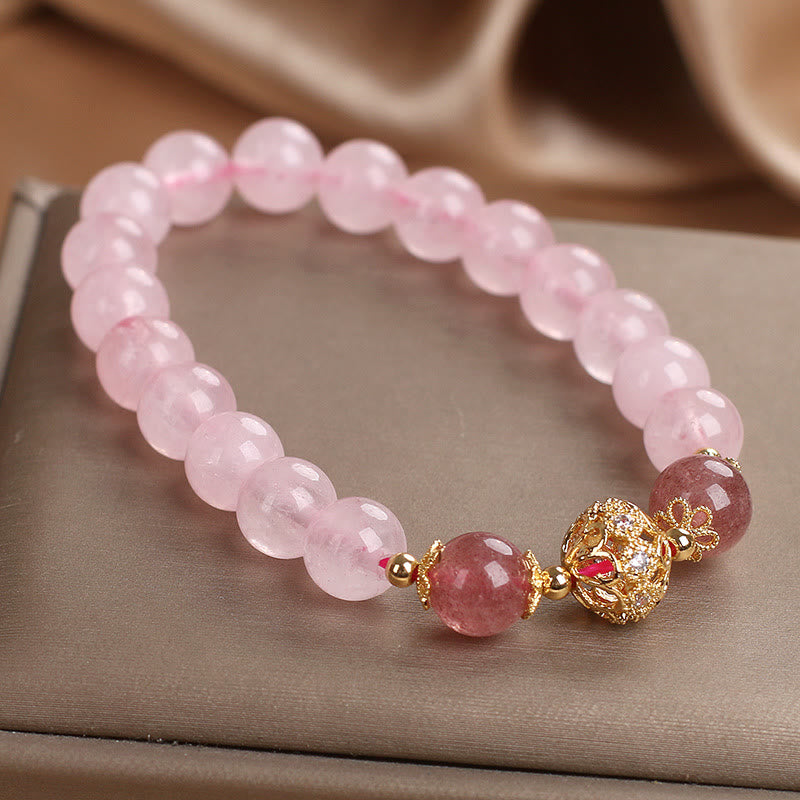 KarmaRipple's Pink Gemstone Strawberry Quartz Love Bracelet p5
