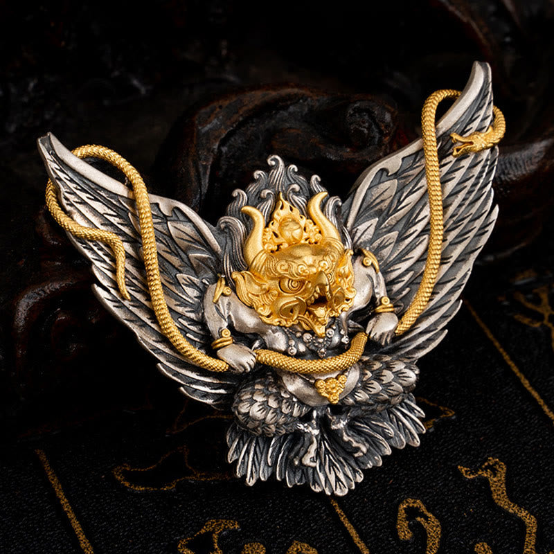 KarmaRipple's 925 Sterling Silver Tibetan Garuda Bird Dragon Snake Wisdom Pendant Necklace p8