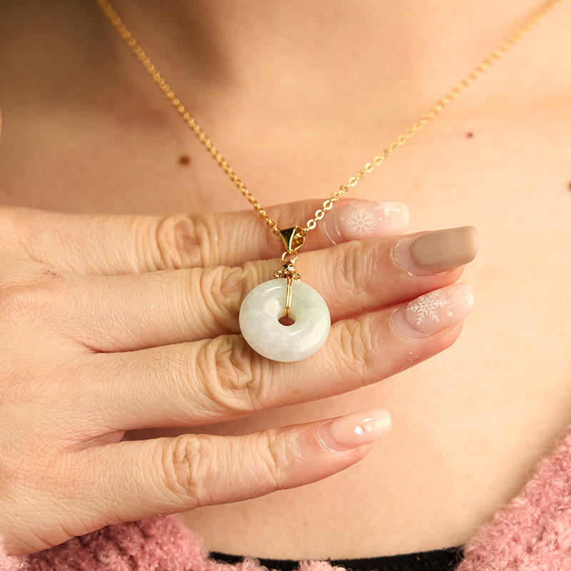 KarmaRipple's Jade Peace Buckle Pendant Fortune Necklace p6
