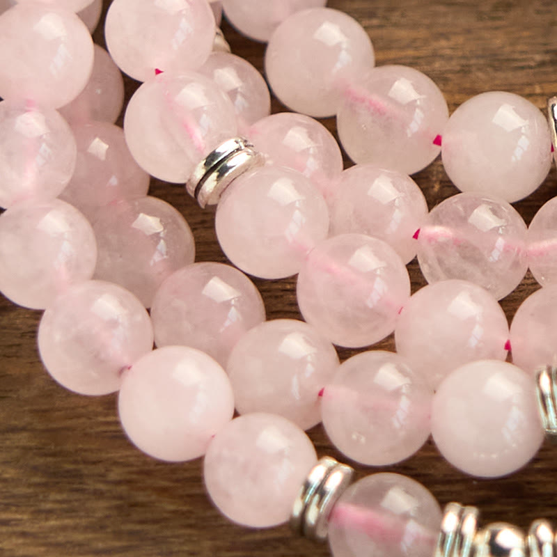 KarmaRipple's 108 Mala Beadwork Authentic Stone'se Quartz Lotus Peace Bracelet p6