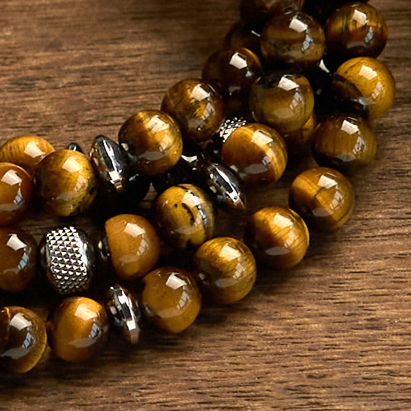 KarmaRipple's 108 Mala Beadwork Authentic Stone Tiger Eye Multi-turn Protection Bracelet p6