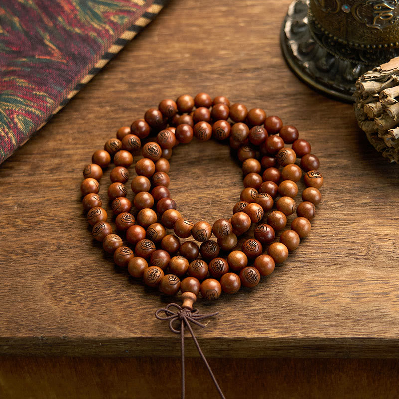 KarmaRipple's 108 Mala Beadwork Lightning Struck Jujube Wood The Golden Light Mantra Protection Bracelet p12