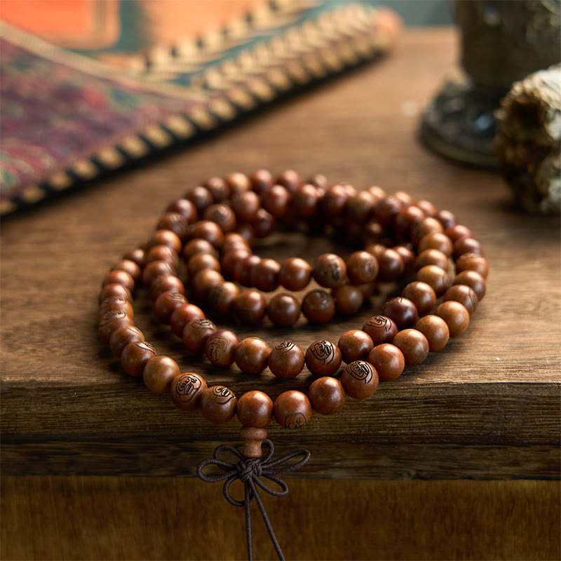 KarmaRipple's 108 Mala Beadwork Lightning Struck Jujube Wood The Golden Light Mantra Protection Bracelet p7
