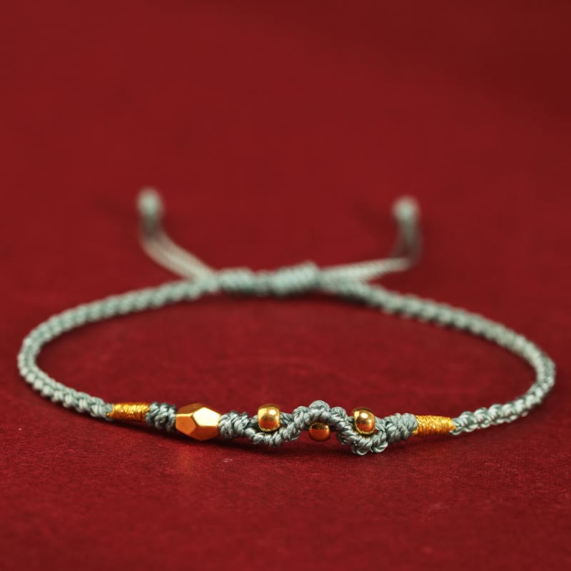 KarmaRipple's 999 Gold Year of the Snake Mini Gold Bead Handmade Fortune Protection?Braided Bracelet p27