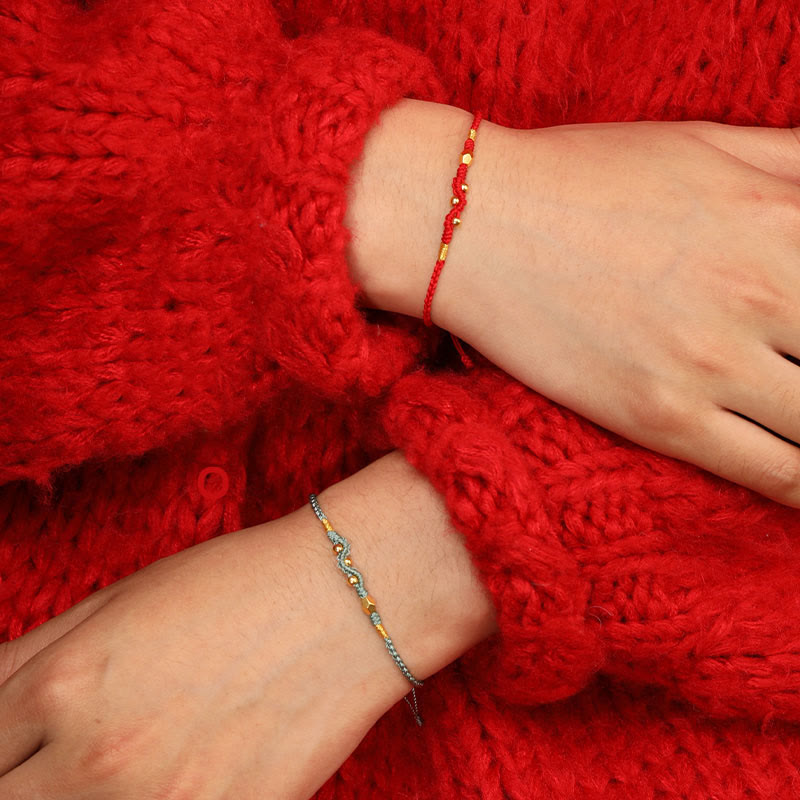 KarmaRipple's 999 Gold Year of the Snake Mini Gold Bead Handmade Fortune Protection?Braided Bracelet p19