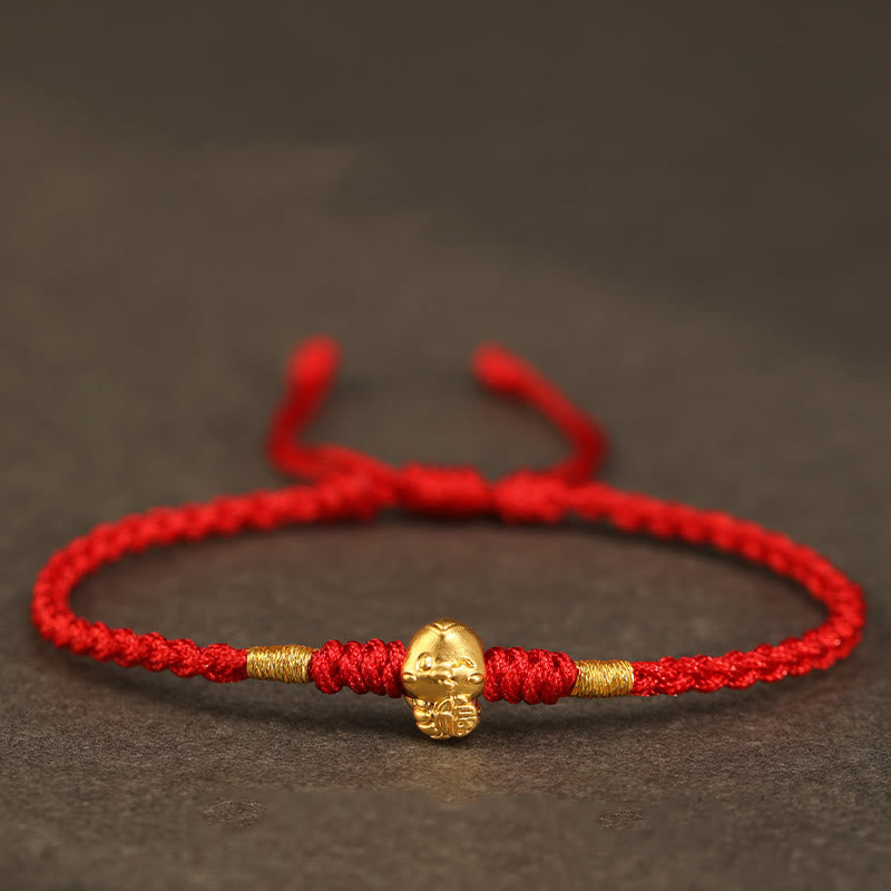 KarmaRipple's 999 Gold Year of the Snake Handmade Fu Character Bronze Coin Fortune Bracelet p26