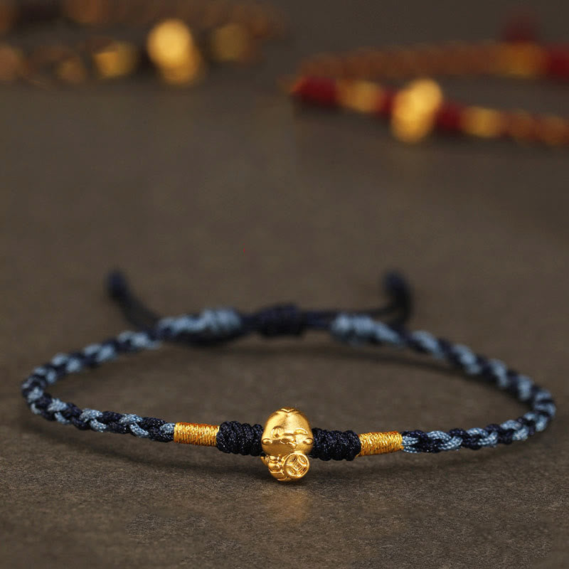 KarmaRipple's 999 Gold Year of the Snake Handmade Fu Character Bronze Coin Fortune Bracelet p21