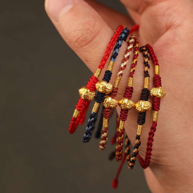 KarmaRipple's 999 Gold Year of the Snake Handmade Fu Character Bronze Coin Fortune Bracelet p7