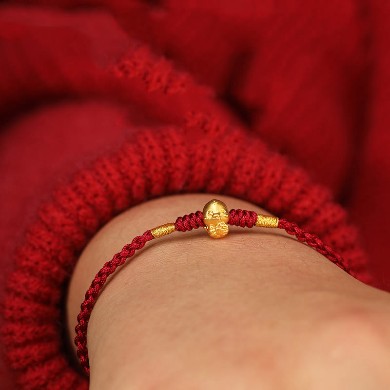 KarmaRipple's 999 Gold Year of the Snake Handmade Fu Character Bronze Coin Fortune Bracelet p13