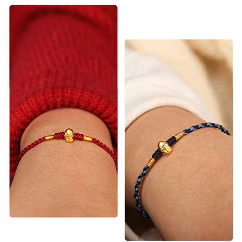 KarmaRipple's 999 Gold Year of the Snake Handmade Fu Character Bronze Coin Fortune Bracelet p22