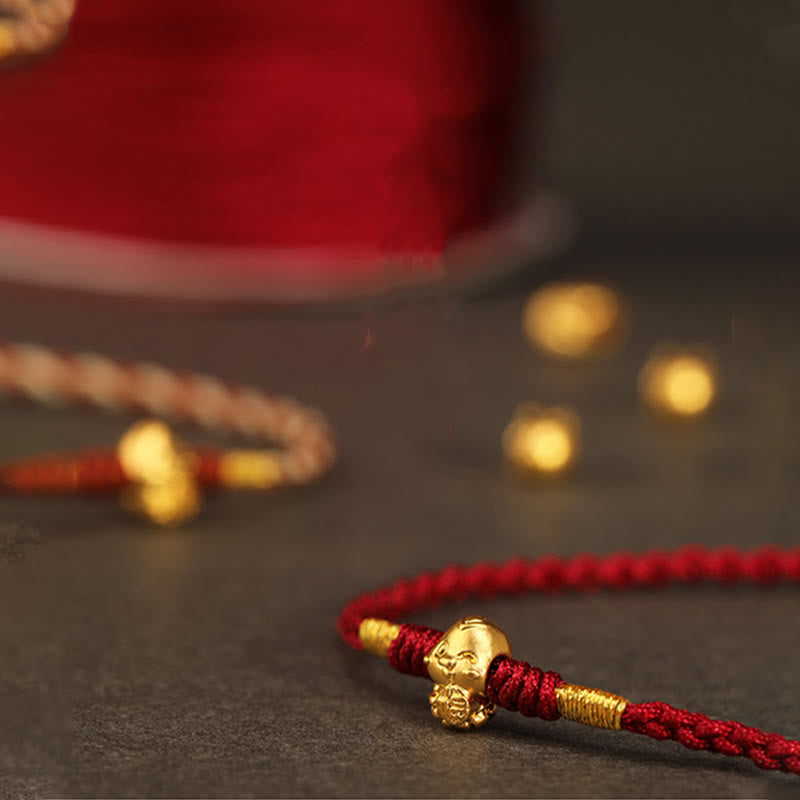 KarmaRipple's 999 Gold Year of the Snake Handmade Fu Character Bronze Coin Fortune Bracelet p18