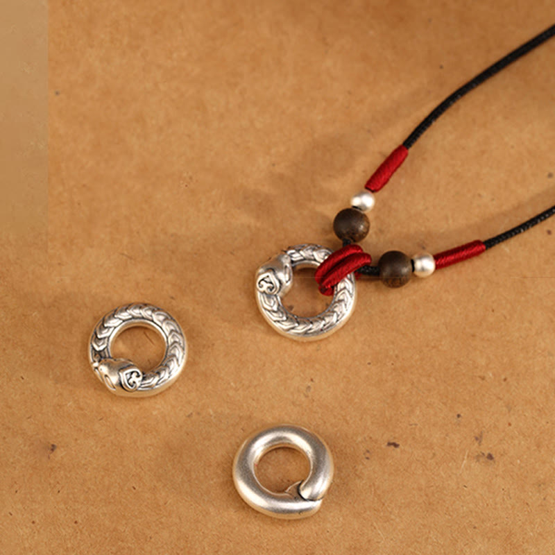 KarmaRipple's 999 Sterling Silver Year of the Snake Round Circle Agarwood Protection Pendant Necklace p3