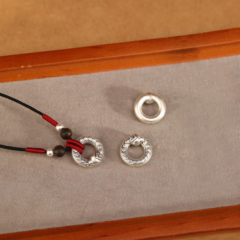 KarmaRipple's 999 Sterling Silver Year of the Snake Round Circle Agarwood Protection Pendant Necklace p9